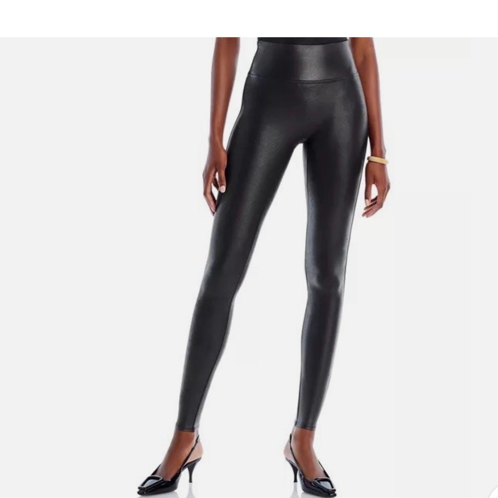 Spanx Faux Leather Leggings Large Petite Black Style 2437R LP L/G